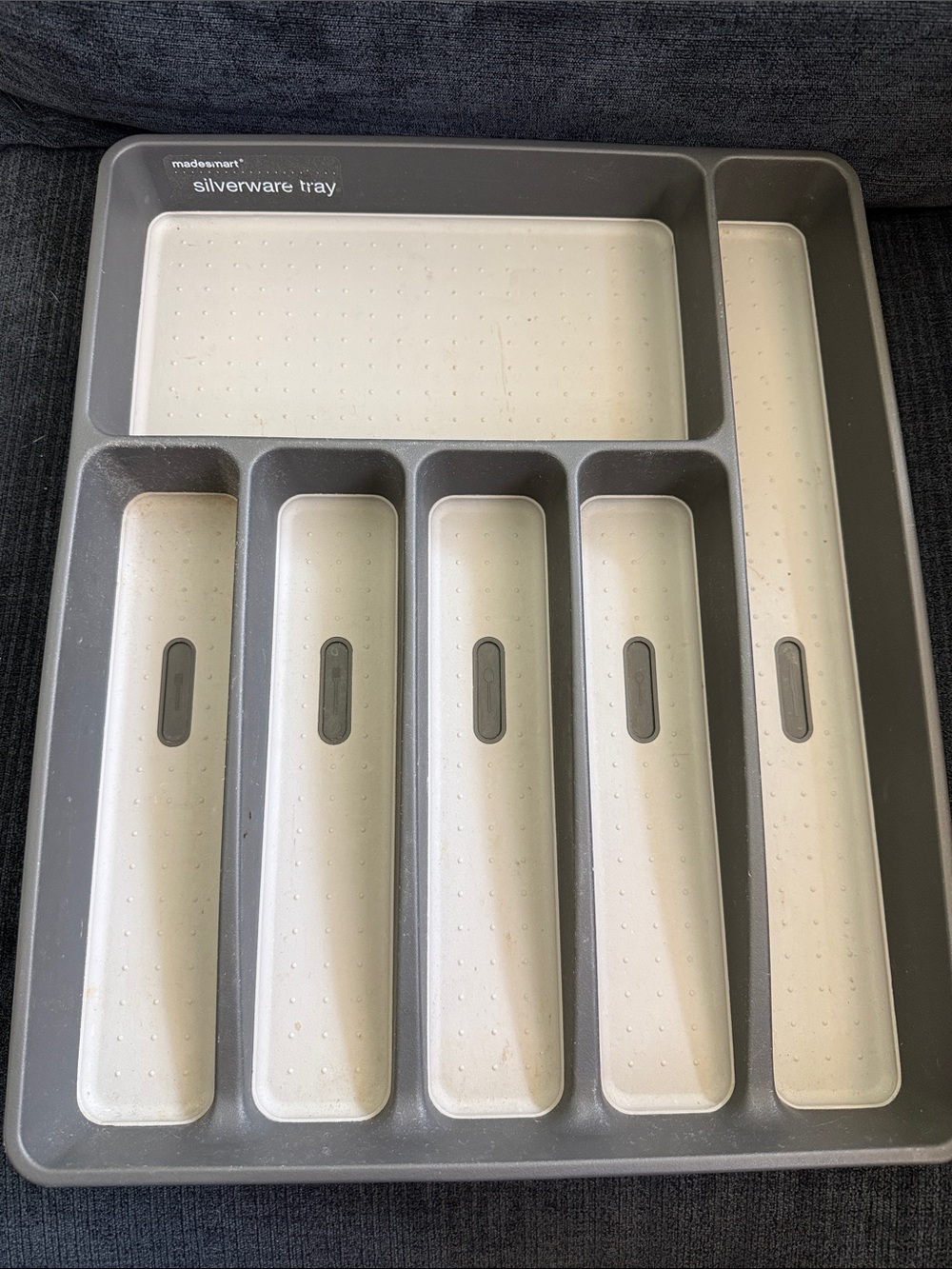 Two-Tone Gray/Granite Silverware Tray Organizer - 16x13x1-7/8”